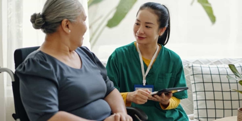 Senior citizens talking