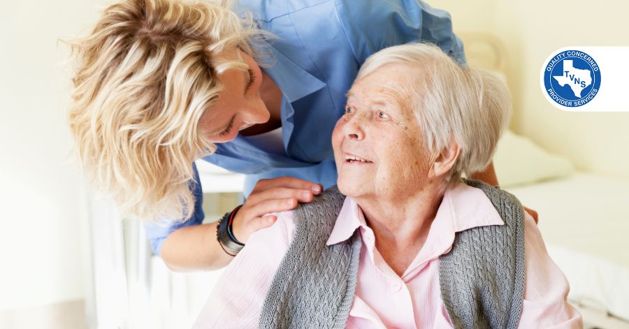 caregiver and elderly patient