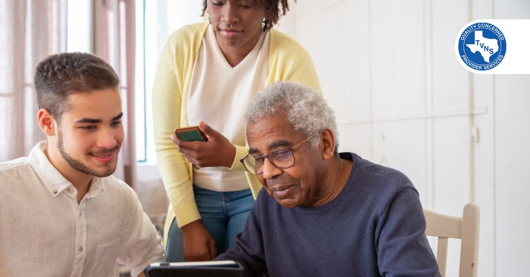 family discussing with home care provider